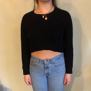 stylish cropped cable knit sweater